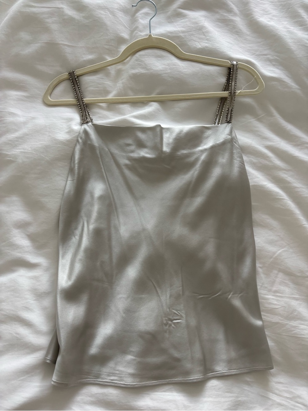 Cami NYC Silver Satin Chain-Strap Cami Top